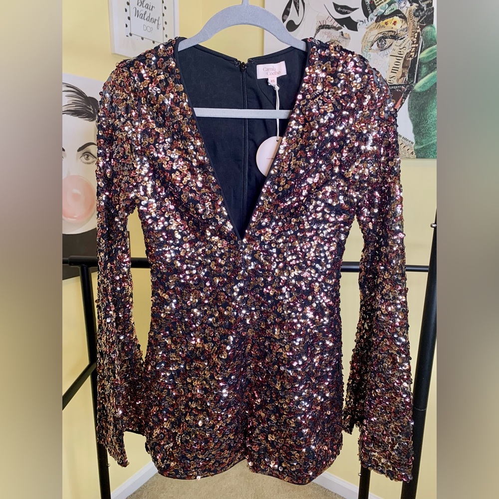 💫HP‼️💫 NWT CAMILA COEHLO Multi-colored Sequin Romper, Size XS - Picture 6 of 9